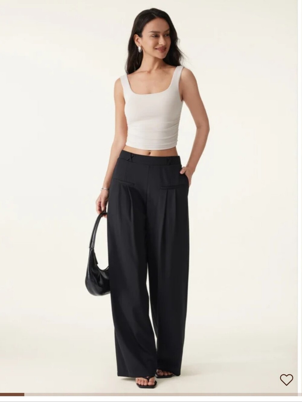 OGL Drapey Bamboo Ponte Mid Rise Wide Leg Trouser with Pockets